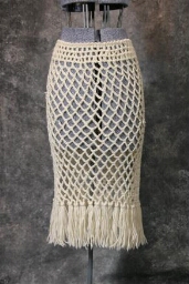 Cream Crocheted Fishnet skirt