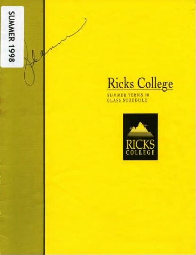 Ricks College Summer Terms 98 Class Schedule