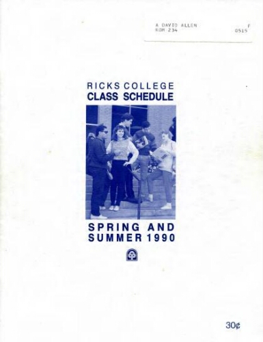 Ricks College Class Schedule Spring and Summer 1990.