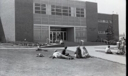 Students in front of David O McKay Library