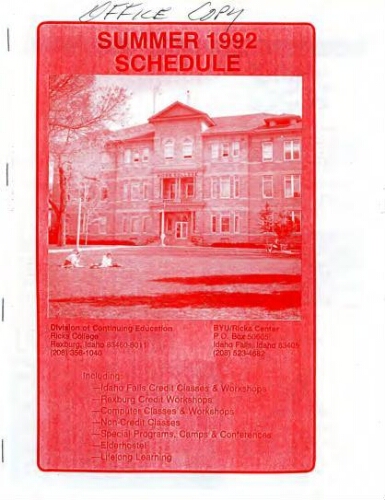 Summer 1992 Schedule
