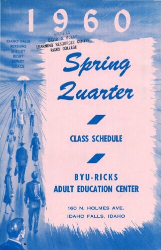 BYU-Ricks Adult Education Center, Spring Quarter Class Schedule, 1960