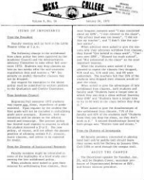 Faculty Bulletin, Volume 9, No. 16, January 24, 1972