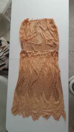 Nude Crepe Chiffon Beaded Dress