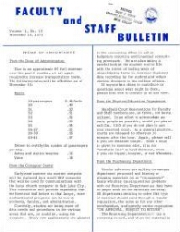 Faculty Bulletin, Volume 11, No. 13, November 19, 1973