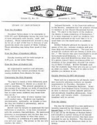 Faculty Bulletin, Volume 10, No. 13, December 4, 1972