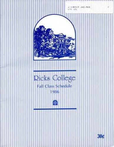 Ricks College Fall Class Schedule 1986