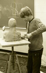 Student articulating with clay