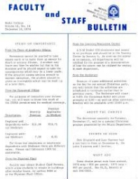 Faculty Bulletin, Volume 12, No. 14, December 16, 1974