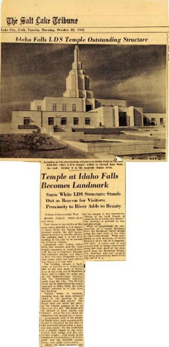Salt Lake Tribune article about the Idaho Falls LDS Temple