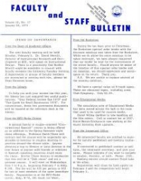 Faculty Bulletin, Volume 10, No. 17, January 29, 1973