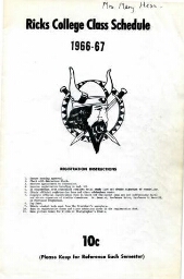Ricks College Class Schedule 1966-67