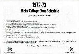 Ricks College Class Schedule 1972-73