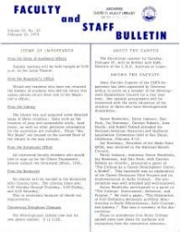 Faculty Bulletin, Volume 10, No. 20, February 19, 1973