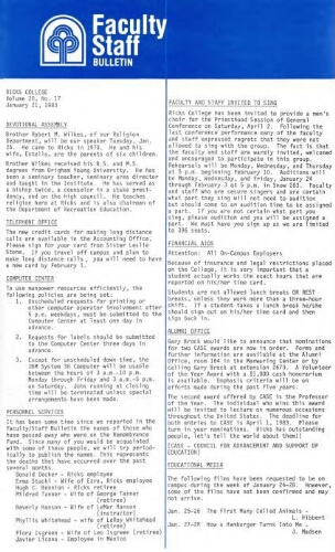 Faculty Bulletin, Volume 20, No. 17, January 21, 1983