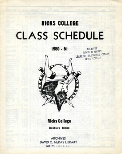 Ricks College Class Schedule 1950-51
