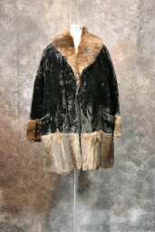 Black Velvet Coat With Beaver Fur Accents